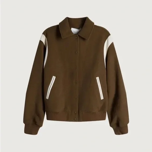 Oak And Fort Varsity Wool Blend Bomber - Picture 1 of 5